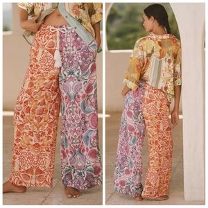 Anthropologie Celandine x Emily Carter Printed Linen Wide-Leg Pants | 2X | NWT